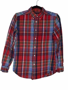 Kids Polo Ralph Lauren Red & Blue Plaid/ Tartan Flannel Button-Down Shirt